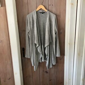 White House Black Market Heather Gray Drape Cardigan Duster